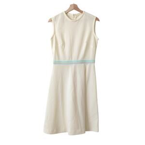 Vintage 60's Dress Womens 14 Pale‎ Yellow FIt Flare Single Stitch Mid Mod MCM